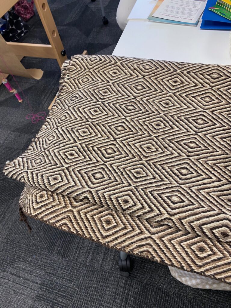 Closeup of a boundweave rug 